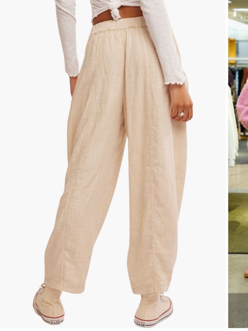 Free People pink Wide-Leg Linen-Blend Pants
